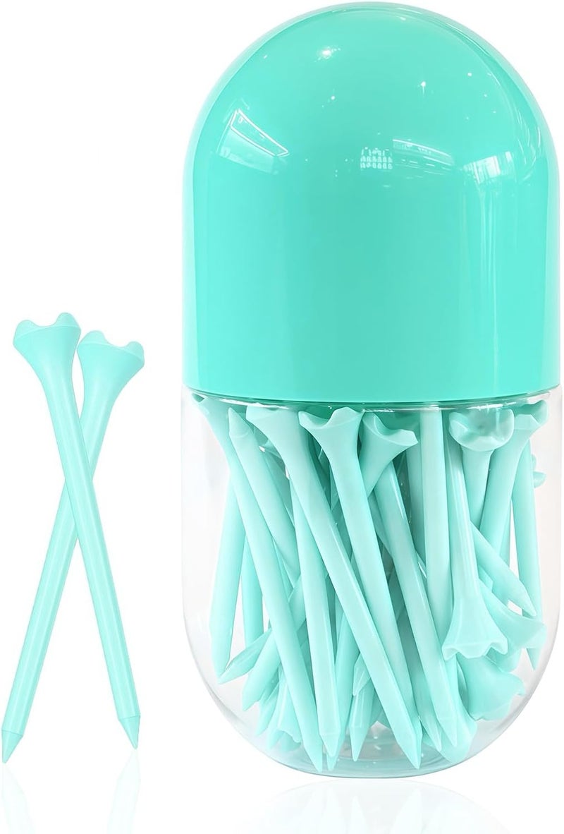 EWILLING Store Stable & Durable Plastic Golf Tees 60Pcs Size 2-3/4 Inch or 3-1/4 Inch Packaged in Plastic Jar with Lid Available Pink White Blue Color - Image 1